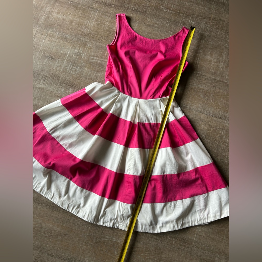 ▶️ Kate Spade Fit Flare Dress Womens 2 Pink White Striped Sleeveless Preppy - Picture 13 of 14